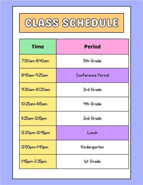 class schedule